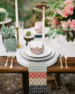Bohemiska geometriska ränder bordservetter Ställ in middagarhanddukshandduks servetterduk för bröllopsfest bankett