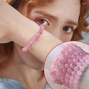 Decorative Figurines Pink Crystal Beads Bracelet Madagascar Natural 6/8/10/12MM Stone Quartz Elastic Cord Bohemia Jewelry Wholesale Lovers