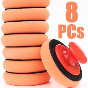 8pcs Car Waxing Wash Polish Pads Schwammgriff Griff Hochdichte Buffing Wischfeindlichkeit Kit Polierreinigung Schwamm Autozubehör Accessoires