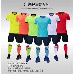 Football Uniform Childrens Training Uniform Short Sleeved Jersey Summer Home Away Team Uniform Adult Quick Drying Sports Set Printed