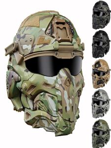 Skyddsutrustning Wronin Assault Tactical Mask med snabb hjälm och taktiska skyddsglasögon Airsoft Hunting Motorcykel Paintball Cosplay PR3190877