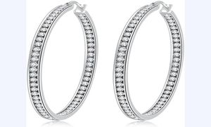 Hoop Huggie Crystal Edelstahl -Ohrring für Frauen Hypoallergenen Schmuck empfindliche Ohren Große große Ohrringe Hoops Schmuck 8667662