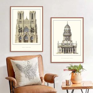 Retro Classic European Palace Castles Famous Scenery Church Architecture Poster Wall Pictures Canvas Painting Home Decor