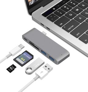 6 I 1 Dual USB Type C Hub Adapter Dongle Support USB 30 Snabbladdning PD Thunderbolt 3 SD TF -kortläsare för MacBook48559898205