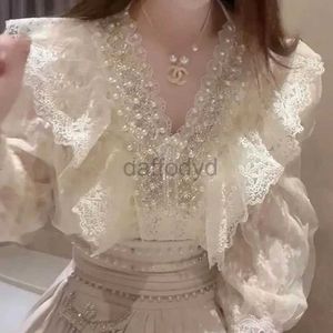 Kadınlar bluz gömlekleri zarif moda harajuku ince fit kadın kıyafetleri gevşek gündelik tüm maç üstleri kadınlar vnel boş out uzun kollu blusa 240411