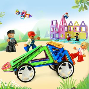 Figuras magnéticas 4 PCS/Set Toy People Police, Worker, Girl, Fireman Magnetic Blocks Toys educacionais para crianças presentes