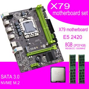 マザーボードQiyida X79 Xeon LGA 1356 E5 2420 CPU 2PCS X 4GB = 8GB 1333MHZ PC3 10600R DDR3 ECC REGメモリRAM E5 V3 V3