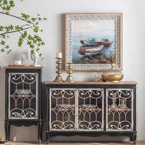 Decorative Plates Solid Wood Small Apartment Retro Distressed Locker Living Room Home Hallway Entrance Cabinet