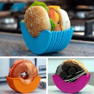 1pcs Burger Holders Silicone Hygieneric Malabreable Box Leanble Defly Fall Aplaint Upsy Expendable Kitchen Accessories