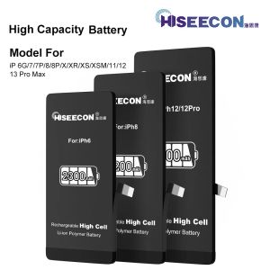 Bateria de alta capacidade de Hiseecon por atacado para iPhone XR XS XSM 11 12 Pro Max 3500 MAH Cell original AAA Ferramentas de reparo recarregável