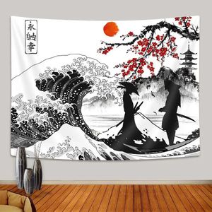 Anime landskap tapestry japanska berg tapisserier med körsbärsblomma tapisserier sakura by estetisk konst vägg tapestry för sovrum r0411