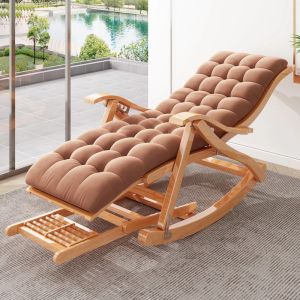 Living room Folding Rocking Armchair relax Sun lounger Nap portable adult Bamboo Recliner chair ergonomic Balcony lazy Furniture