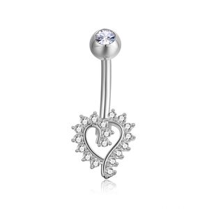 2pcs/lot Heart shaped inlaid with zircon Belly Piercing Body Jewelry Button Ring Navel Nombril Piercing fashion jewelry