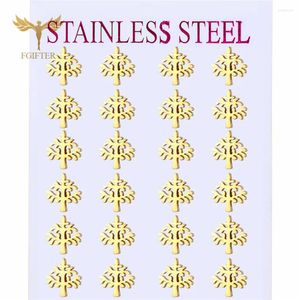 Stud Earrings Wholesale Lift Of Tree For Women Golden Stainless Steel Jewelry Earring Set 12 Pairs Lot Small Ear Studs Resale