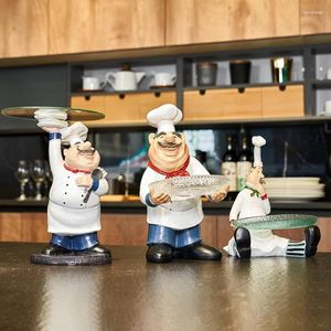 Decorative Figurines European Fashion Colorful Resin Crafts Chef Statue For Home Decor Restaurant Decoration Cook Figurine Dinner Table