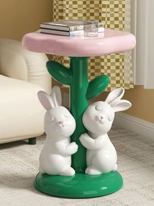 Home Decor Tulip Flower Rabbit Side Tables Creative Coffee Table Nordic Room Decor Bedside Cupboard Living Room Sofa Side Table