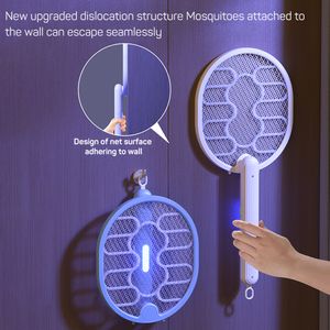 Powerful Foldable Mosquito Zapper USB Rechargeable Electric Fly Swatter Silent Big Range Auto Kill Mosquitoes Racket Bug Zapper