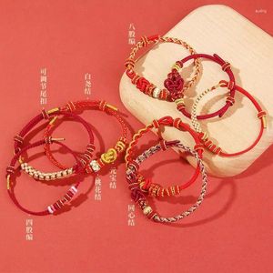 Charm Bracelets This Animal Year Red Rope Bracelet Handmade Woven Hand Strap Resolve Dragon Dog Sheep Cattle Children Baby Ornament