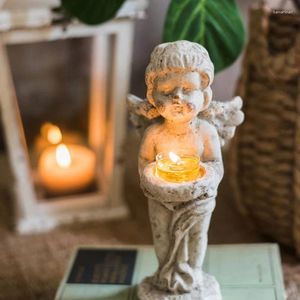 Candele detentore angelo Nordico Kawai Chiesa rustica decorazioni per la casa vintage statue estetica di portavelas decorazione da tavolo oggetti