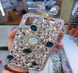 Держатели кольцевого кольца Diamond Crystal Gem Stands Sadcage Case Cover для iPhone 11 12 PROMAX X XS MAX XR 5S 6 7 7PLUS 8 8PLUS6652088