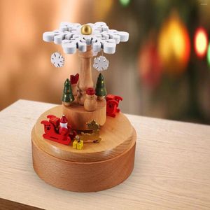 Decorative Figurines Christmas Wooden Musical Box Clockwork Mechanical Music Movement Creative