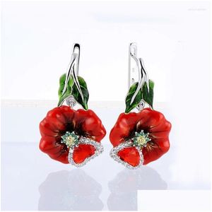 Dangle Kronleuchter Ohrringe Moonrocy Rose Gold Farbe Rot Blume Trendy Kristall Anhänger Haken für Frauen Mädchen Vintage Schmuck Großhandel D ot6wy