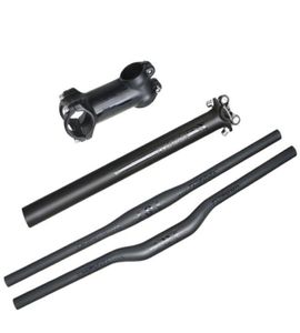 TOSEEK Matte Black Carbon Bicycles Handlebar Seatpost Stem Aluminum alloy Mountain Bikes Parts For Cycling MTB Handlebar Sets3134251