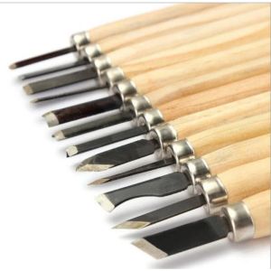 12 pezzi Set di utensili per coltello a scalpello intagliato in legno professionale per le falegnami intagliati dettagliati intagliati.