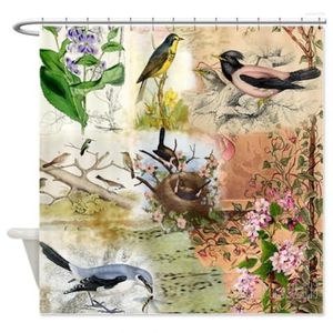 Shower Curtains Vintage Botanical And Birds Shabby Chic Curtain