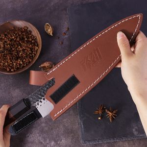 Kökstillbehör handgjorda knivläder scabbard professionell läderläder handgjorda kniven scabbard utomhus bärbar mantel