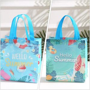 Förvaringspåsar 8 st stranden strandpåse tropiska goodie gynnar väskor. Behandla Tote Luau Hawaiian Gift Party Non-Woven Handbag Fabric Candy