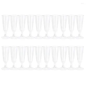Одноразовые чашки соломинка 20 упаковывать пластиковые бокалы с шампанским флейты Прозрачный винный материал для вечеринки