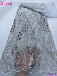 Afrykański ręcznie robiony ciężki tiul koralika koronka Wysokiej jakości francuski luksusowy luksusowy tkanina do ślubnej sukienki ślubnej Sew 240327