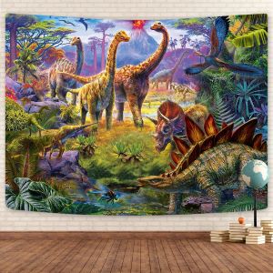 Dinosaurier Wandteppich Dekor, Jurassic Ancient Tiere Wandteppich, Naturwald Wandteppich wand hängende Schlafzimmer Wohnzimmer Schlafzimmerzimmer