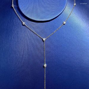 Catene s925 collana argentata in stile europeo e americano NIERCHAIN a 20 punti Diamond rotondo 925 Pendente all'ingrosso