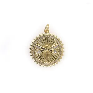 Pendant Necklaces Gold Color Fashion Dragonfly Round Sun Charms Cubic Zirconia Copper Plated Necklace Accessories For DIY Jewelry Making