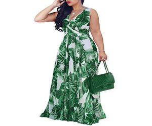 Summer Dress Ropa Mujer Vestidos de Fiesta de Noche Maxi Dress Plus Size Vneck Abbigliamento Sling Donna Printing 158415164