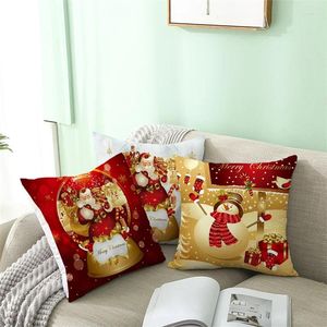 Pillow Year 2024 Christmas Decorations For Home Snow Scene Santa 45x45cm Cover Ornaments High Quality Prints Fashion