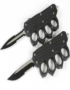 High Quality Knuckle AUTO Tactical Knife 440C Double ActionSingle Edge Serrated Blade EDC Pocket Gift Knives With Nylon Bag8118074