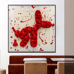 Rode Hond Standbeeld Wall Art Poster Moderne Graffiti Nordic Sculptuur Prints Canvas Schilderij Foto Voor Wc Badkamer Home Decor