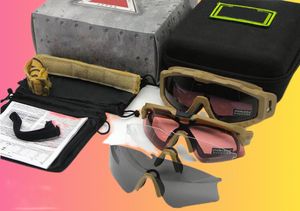 Ксари-стрельба вентилятора, защищенные от очков, тактические очки солнцезащитные очки Поляризованные стрельбы Комбо Убор 4 пар с корпусом Box8180463