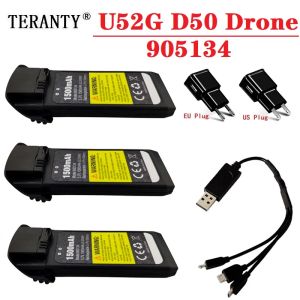 Accessories 3.7V 1500mAh Drone battery Charger Sets for U52G D50 5.55WH RC Quadcopter spare parts for U52G D50 Drone Lipo battery 905134