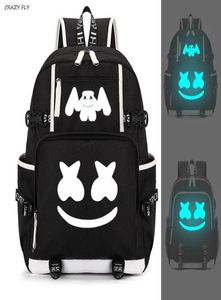 Marshmello Luminous USB Laptop plecaki American Mystery DJ Student School Bag dla nastolatków mężczyzn Kobiet Dziewczęta chłopcy torby książki New2203096