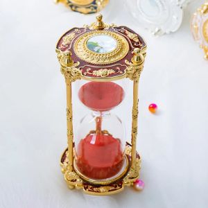 Vintage Metal Gold Hourglass 15 Minutes Timer Retro Table Clock Sand Clock Ornament Wedding Birthday Gift Home Decoration