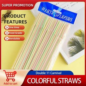 Disposable Cups Straws 100 PCs Colorful Bendable Lengthened Plastic For Juices Milk And Tea Drinks.