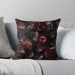 Pillow Dark Midnight Roses Throw Marble Cover Ornamental Rectangular