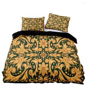 Bedding Sets Luxury Golden Duvet Cover Set Vintage Vine Pattern Double Twin Size With Pillowcase For Ultra Soft Home Textiles