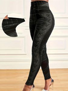 Calças de tamanho grande mulheres com cintura alta leggings