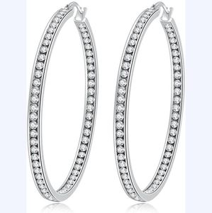 Hoop Huggie Crystal Edelstahl -Ohrring für Frauen hypoallergenen Schmuck empfindliche Ohren Große große Ohrringe Hoops Juwelryhoop1341345