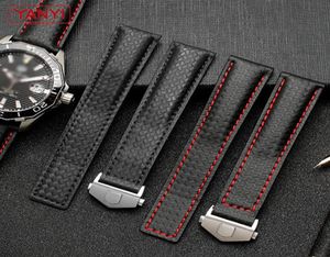 Watch Bands Carbon fiber pattern Genuine Leather Strap 20mm 22m for watchband wristwatches band leather watch bracelet 2301308564769